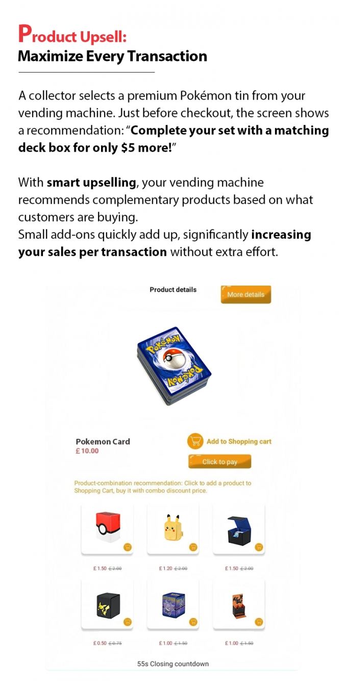 Pokémon Vending Machine with Customized Graphics Nayax Card Reader Spanish UI for European Market