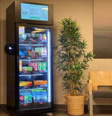 হিমায়িত পণ্য আইসক্রিম আইস কিউবগুলির জন্য স্মার্ট ফ্রিজ ভেন্ডিং মেশিন সামঞ্জস্যযোগ্য তাপমাত্রা পরিসীমা দূরবর্তী অপারেশন