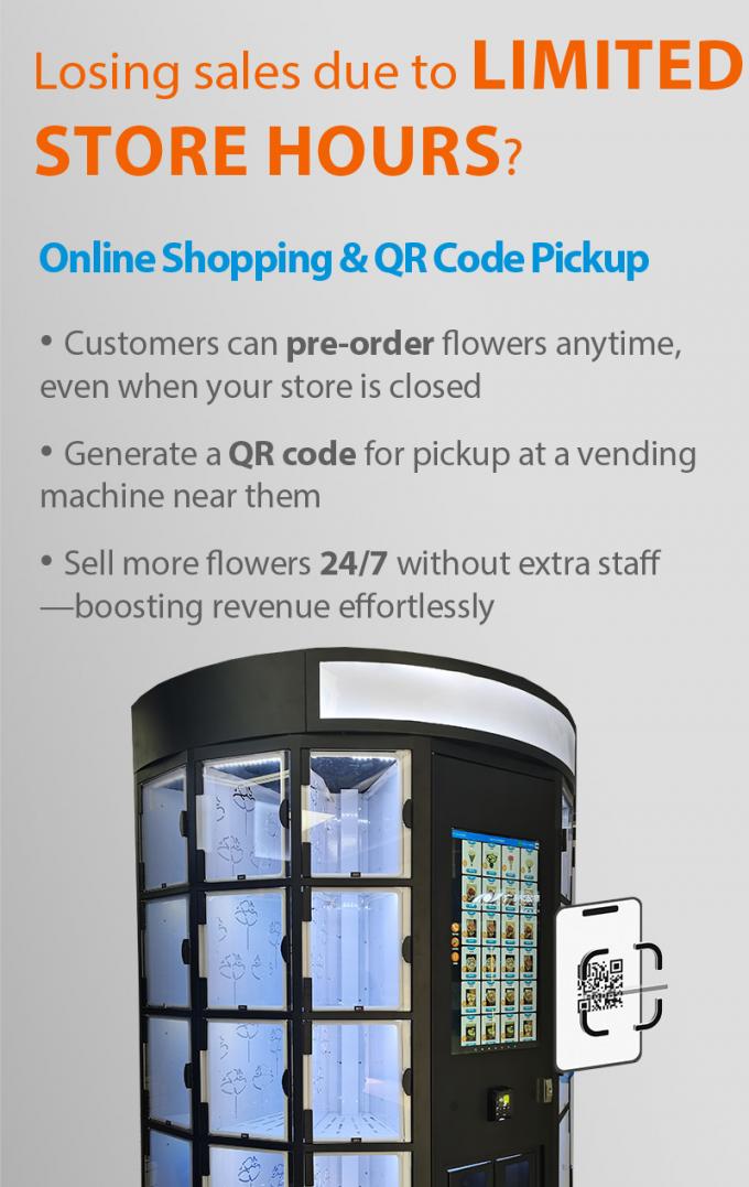 Daily Flower Vending Machine with Customized Light Box Logo 15℃ Perfect for Fresh Flowers Bouquets