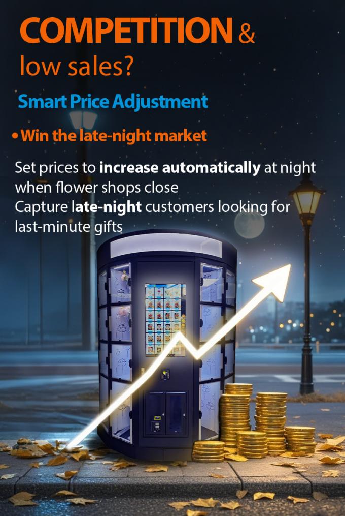 Daily Flower Vending Machine with Customized Light Box Logo 15℃ Perfect for Fresh Flowers Bouquets