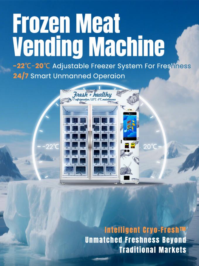 Frozen Locker Vending Machine With Efficient R290 Refrigerant -22℃~20℃ For Selling Frozen Meats And Seafood