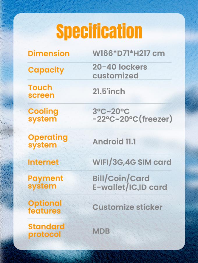 Frozen Locker Vending Machine With Efficient R290 Refrigerant -22℃~20℃ For Selling Frozen Meats And Seafood