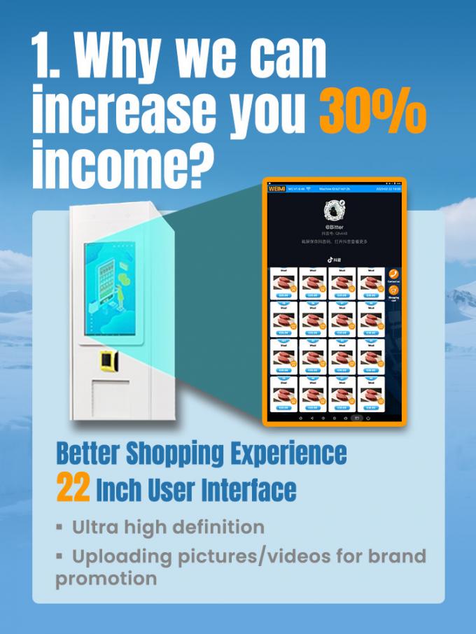 Frozen Locker Vending Machine With Efficient R290 Refrigerant -22℃~20℃ For Selling Frozen Meats And Seafood